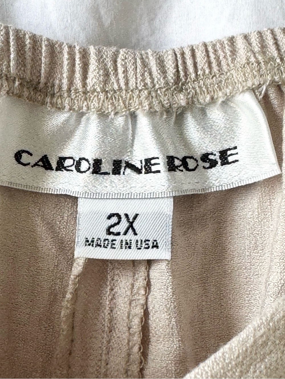 Caroline Rose Wide Leg Beige Pull On Slit Hem Resort Coastal Chic Pants 2X - Picture 4 of 5